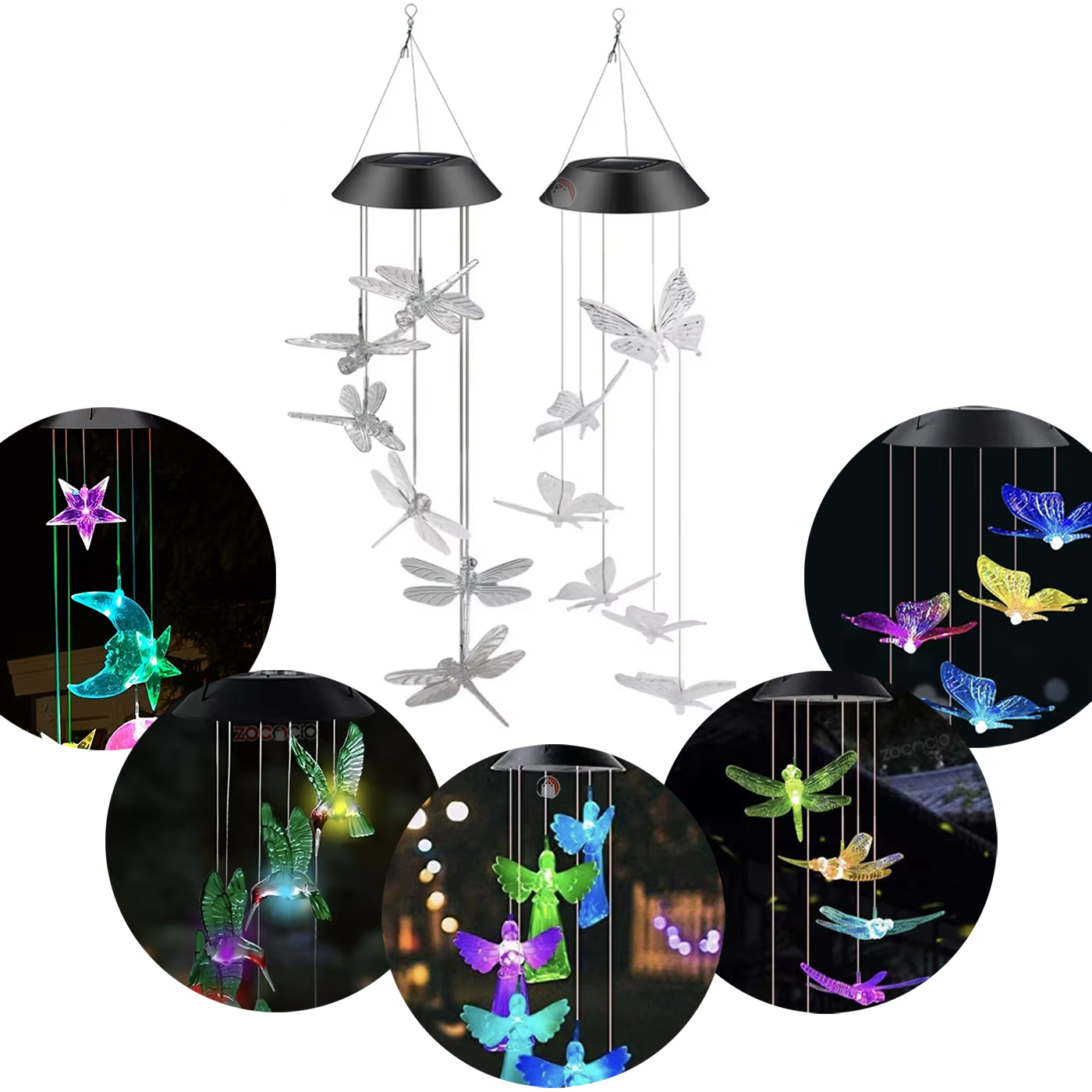 Vista 13 de Movil De Viento Solar Decorativo Luces - DISEÑO: Luna Estrellas